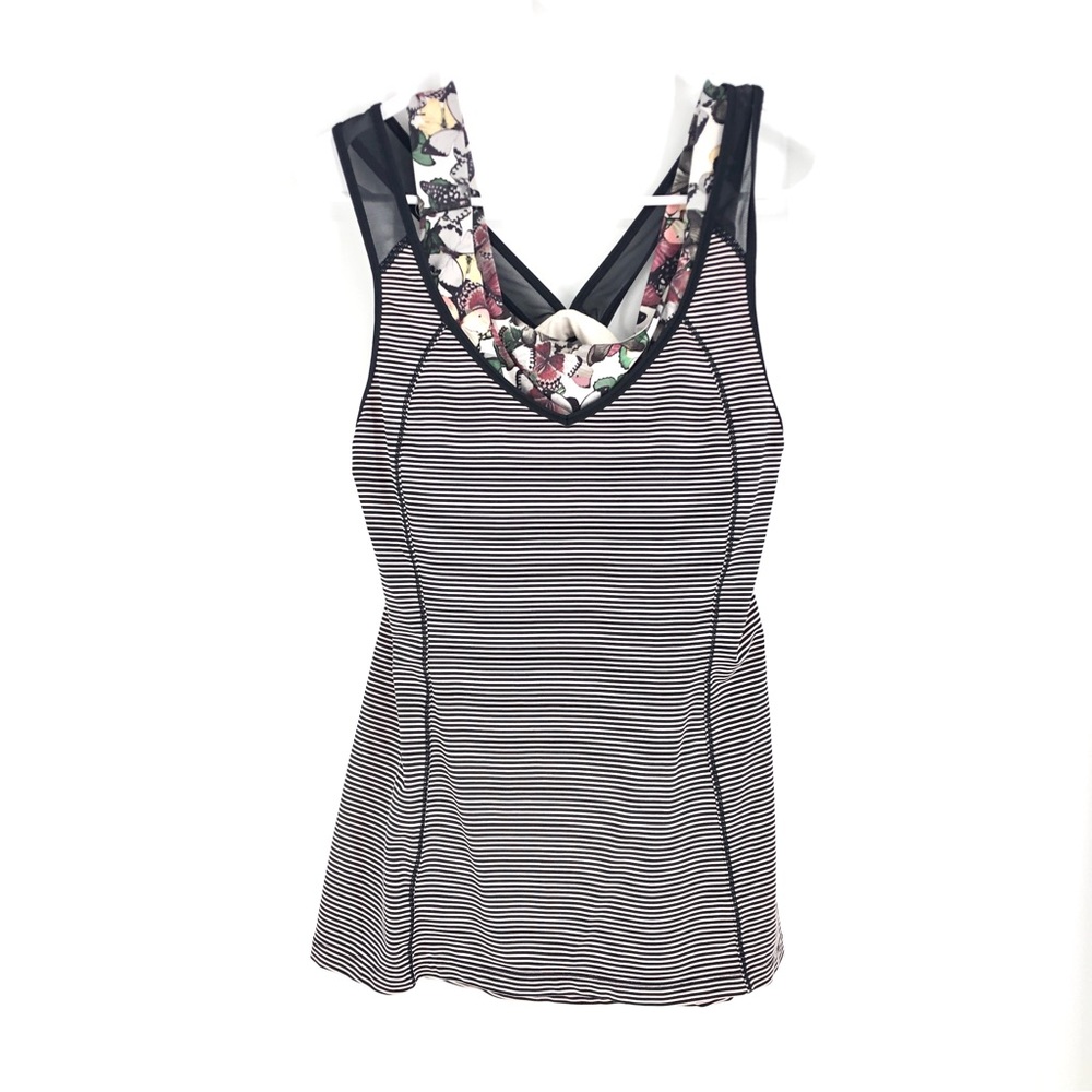Lululemon Super Sport Tank Butterfly Stripe Multi Sz 8